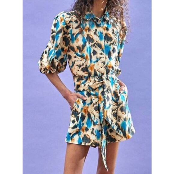 HUNTER BELL Pants - HUNTER BELL Sz 8 Ashton Shorts Tie Dye Linen Blend NWT